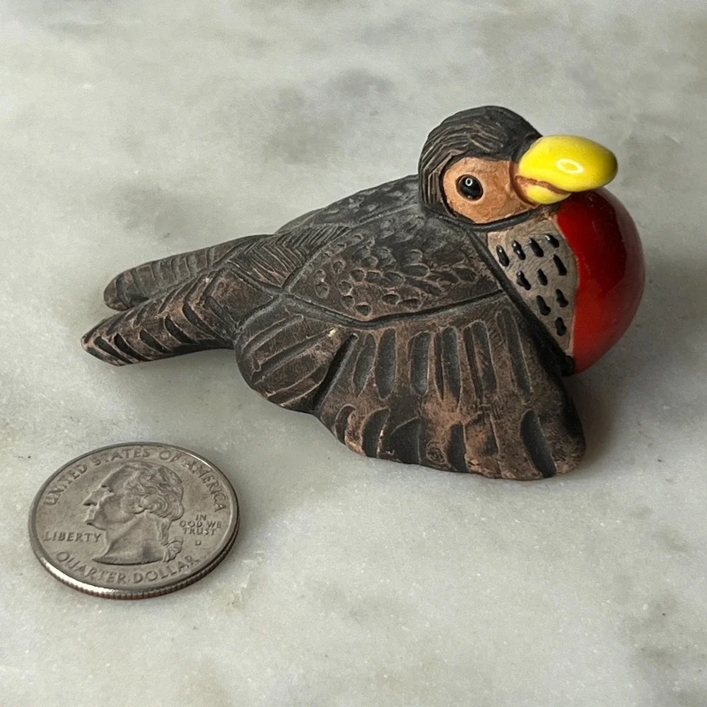 Casals Peru Colorful Bird Figurine Clay Terracotta Handcrafted Signed 3